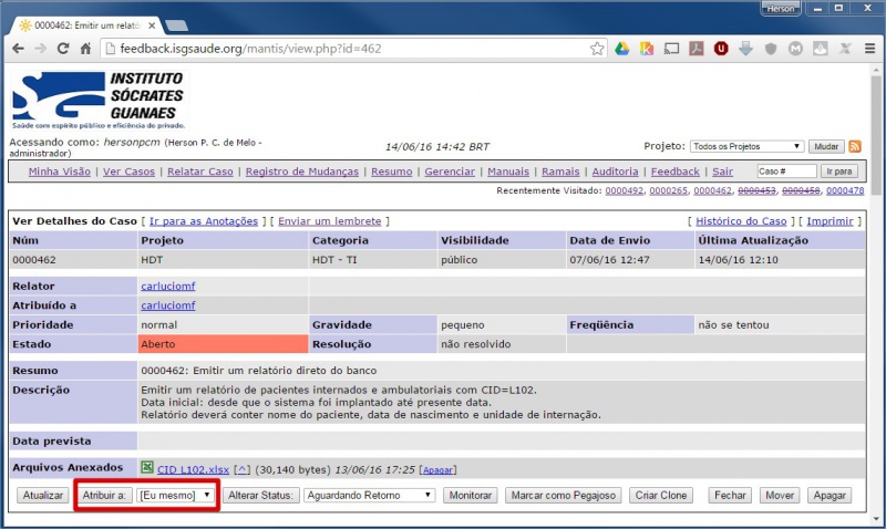Alteração da atribuição de um caso